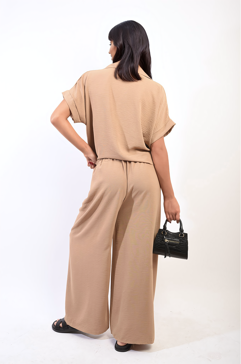 RUBY Tie Front Top and Wide Leg Pants Co-ord Set