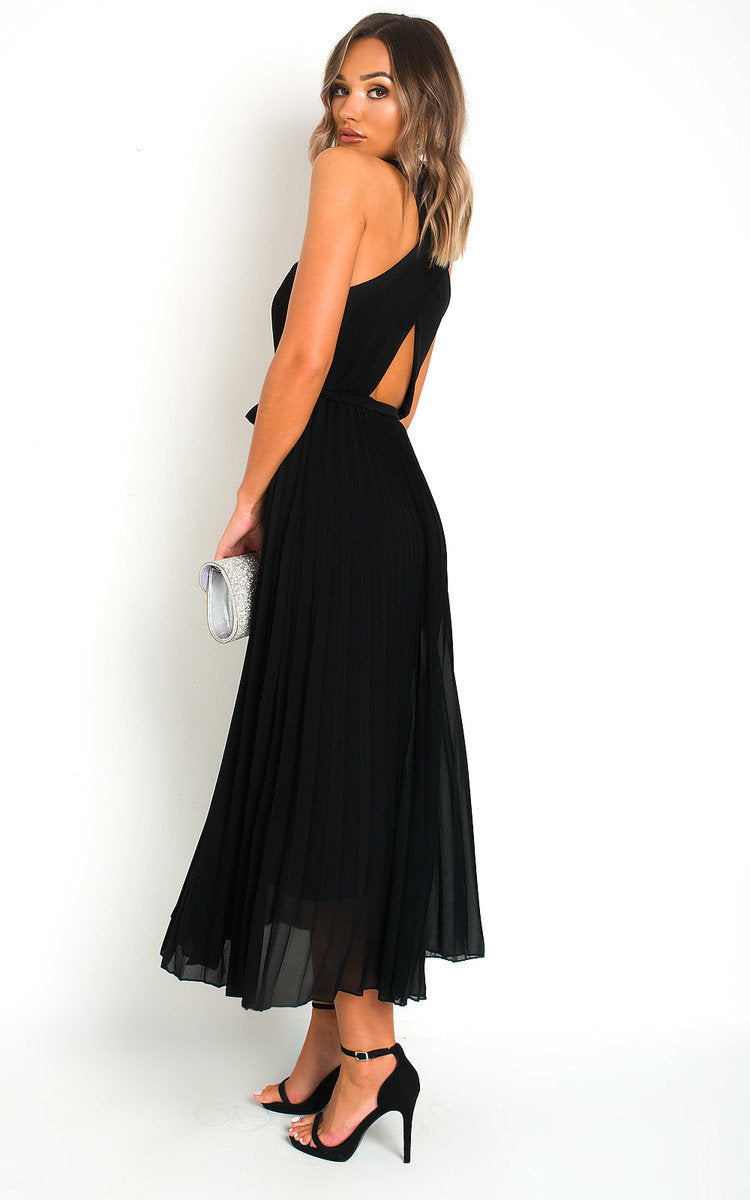 RYANNA Pleated Crossover Maxi Dress