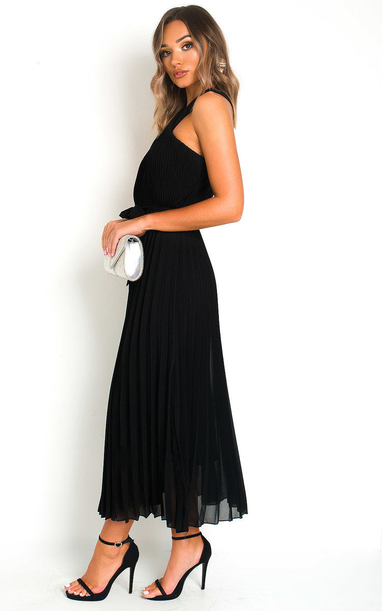 RYANNA Pleated Crossover Maxi Dress