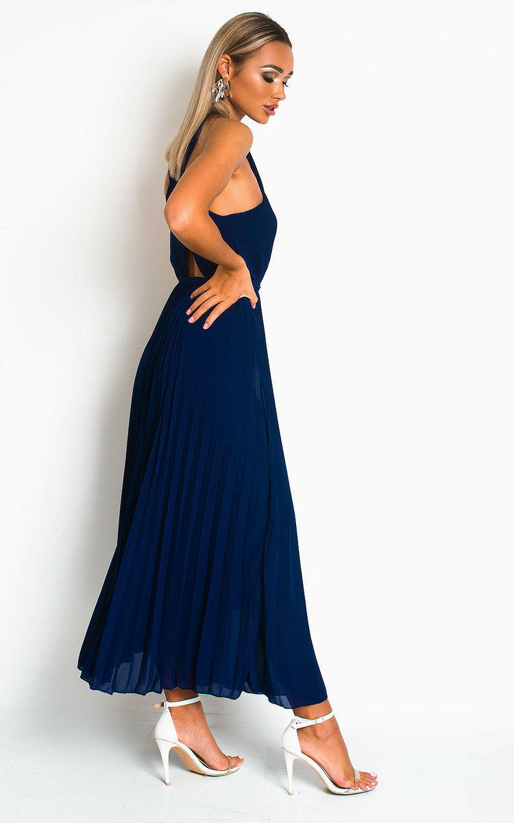 RYANNA Pleated Crossover Maxi Dress