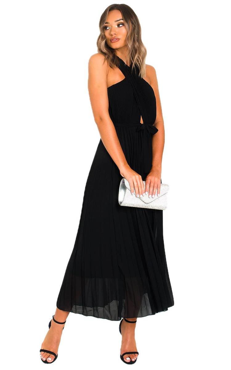 RYANNA Pleated Crossover Maxi Dress