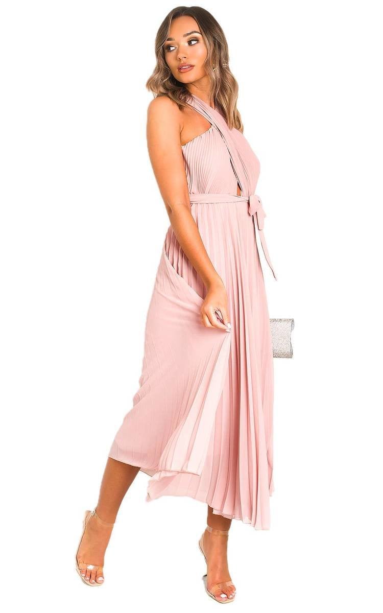 RYANNA Pleated Crossover Maxi Dress