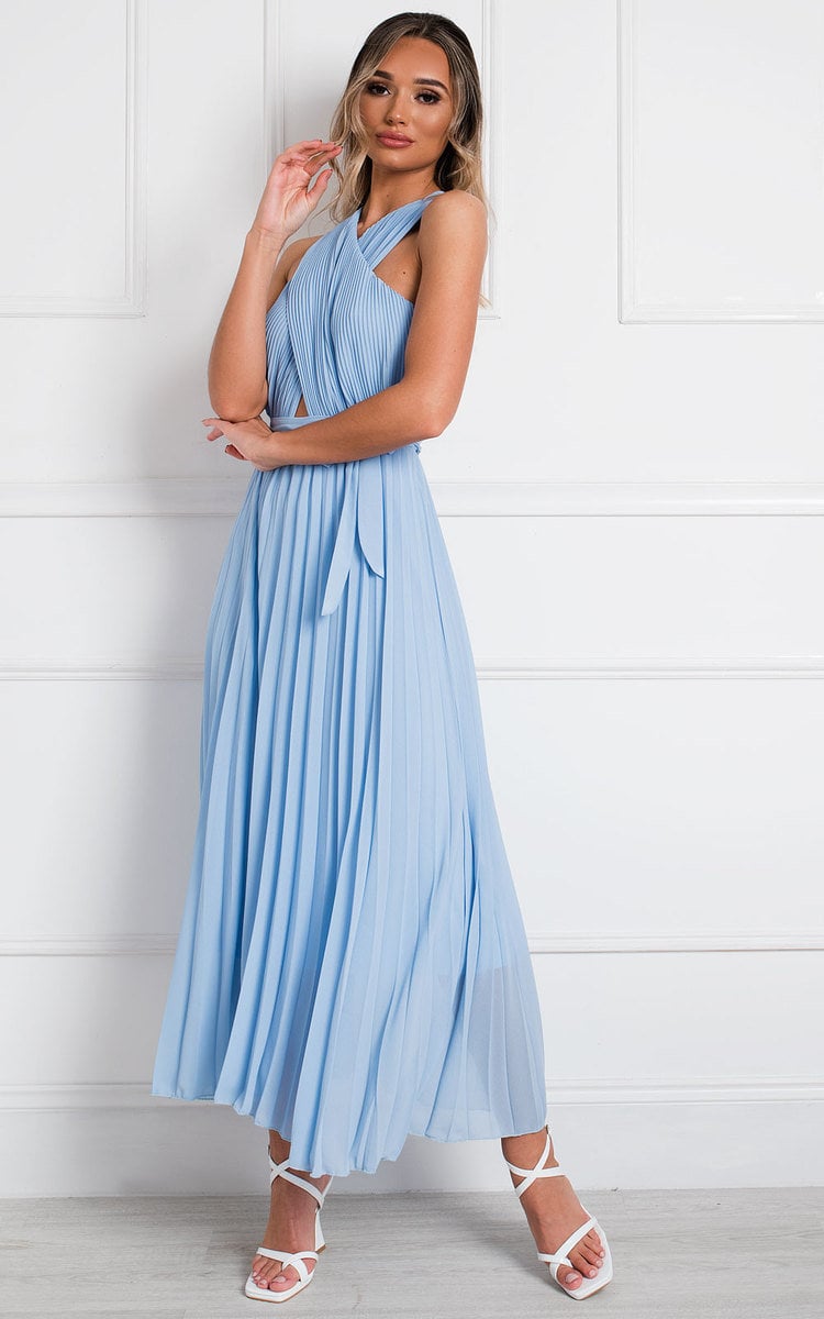 RYANNA Pleated Crossover Maxi Dress