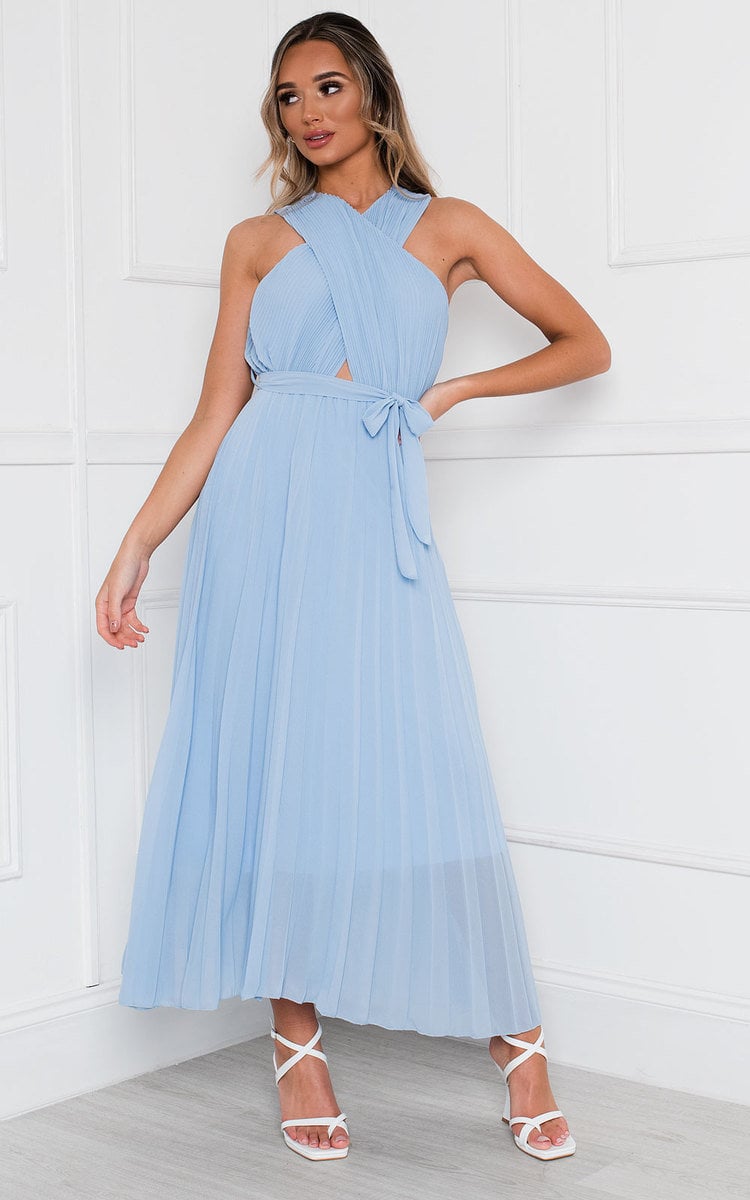 RYANNA Pleated Crossover Maxi Dress