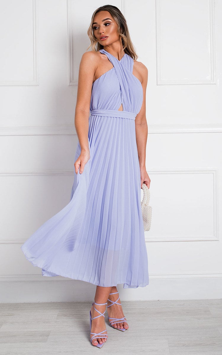 RYANNA Pleated Crossover Maxi Dress