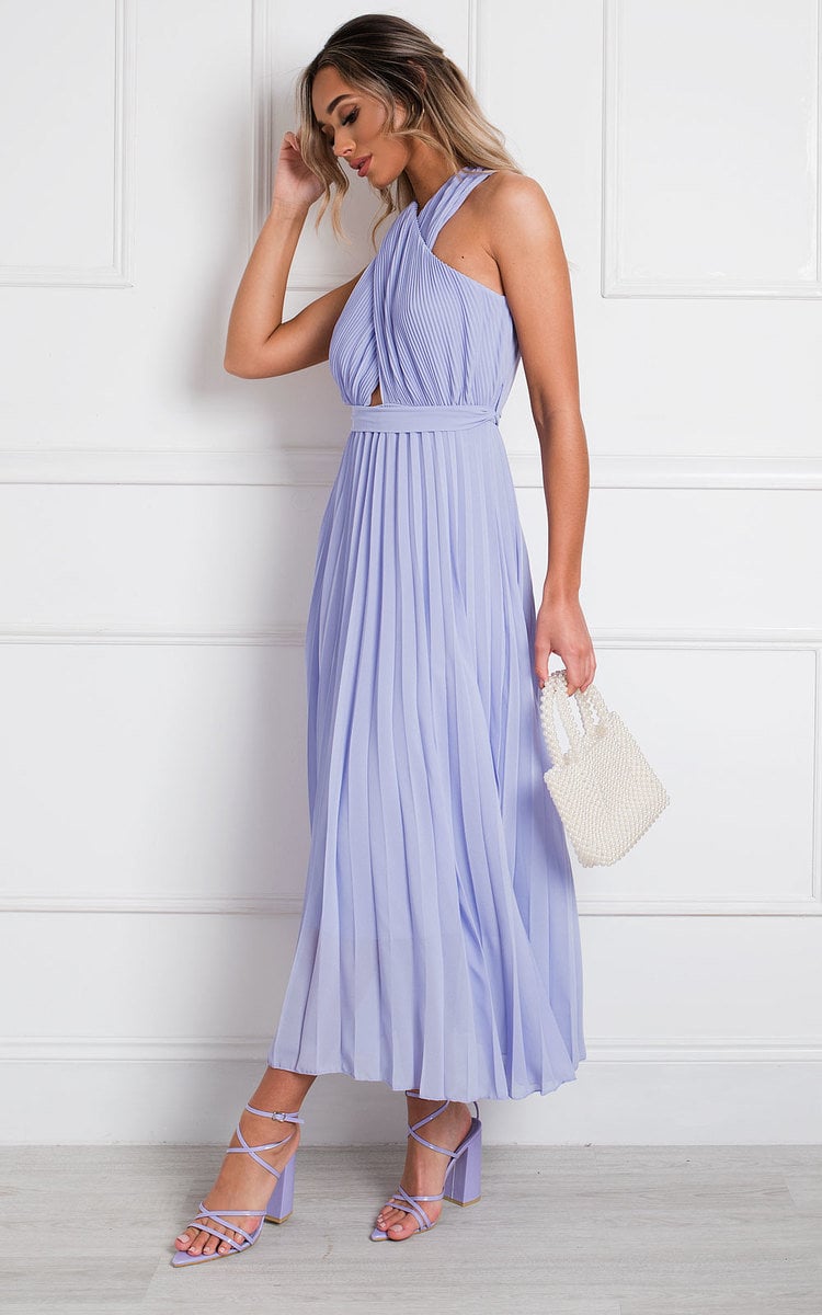 RYANNA Pleated Crossover Maxi Dress