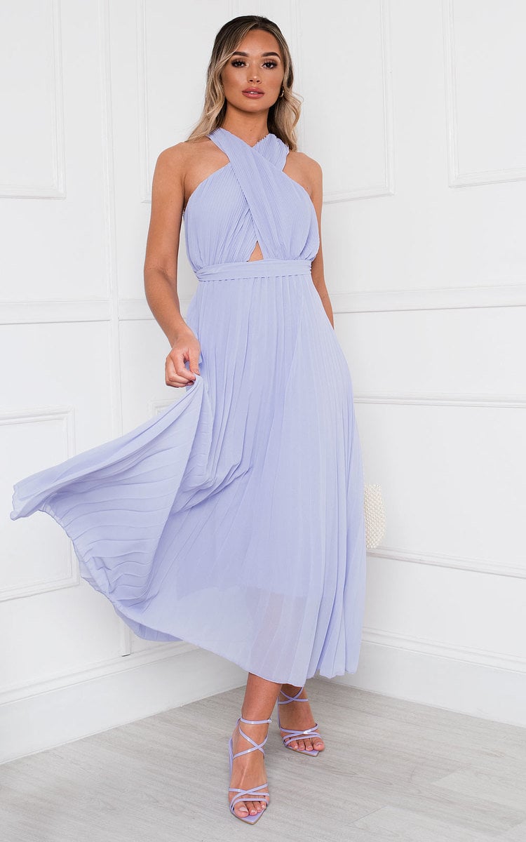 RYANNA Pleated Crossover Maxi Dress