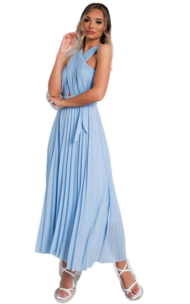 RYANNA Pleated Crossover Maxi Dress