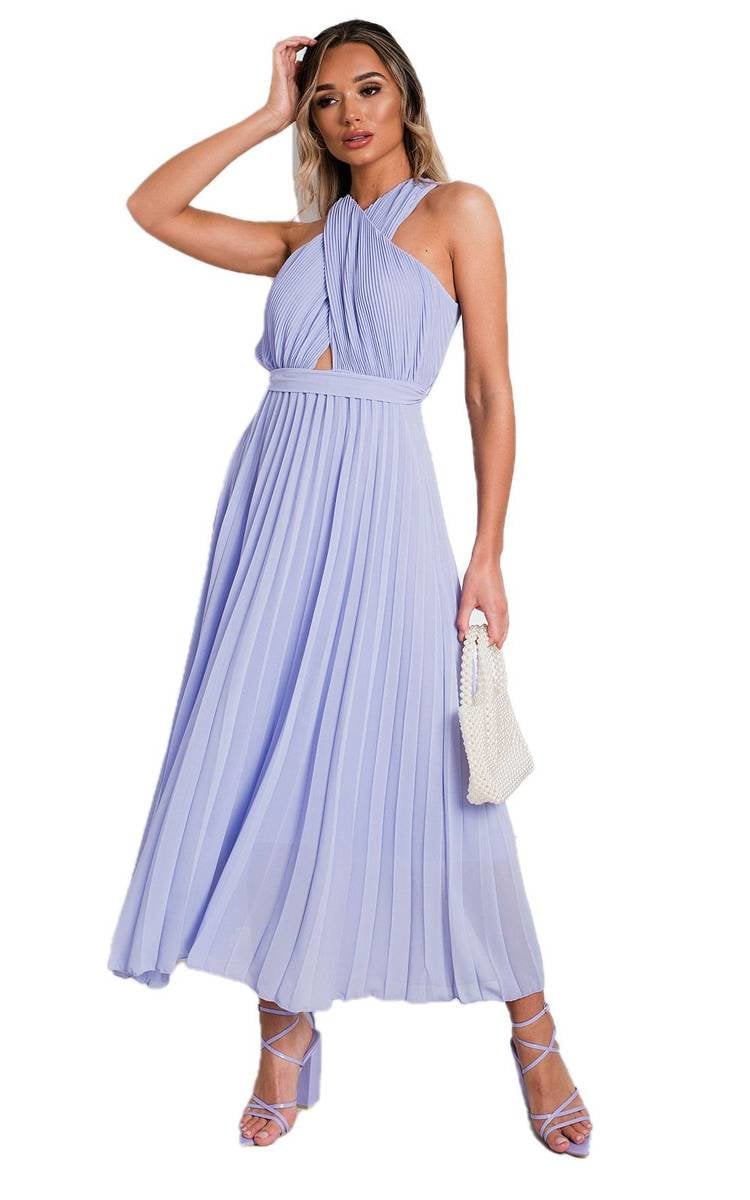 RYANNA Pleated Crossover Maxi Dress