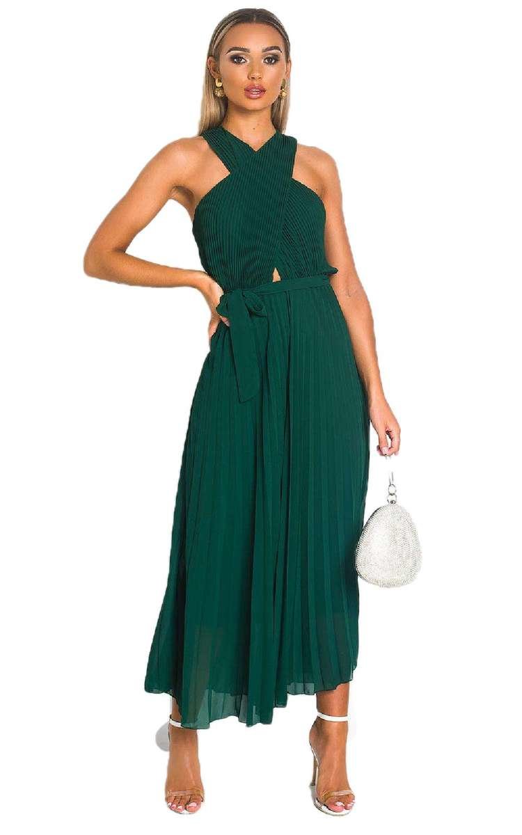 RYANNA Pleated Crossover Maxi Dress