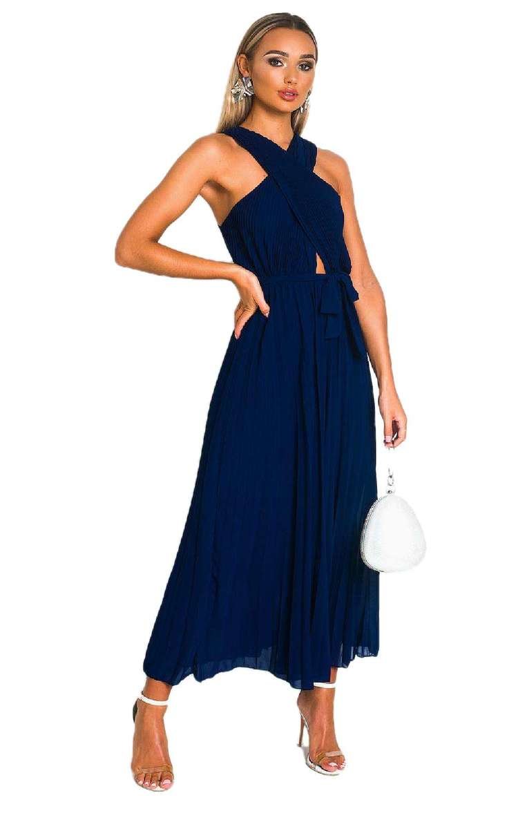 RYANNA Pleated Crossover Maxi Dress