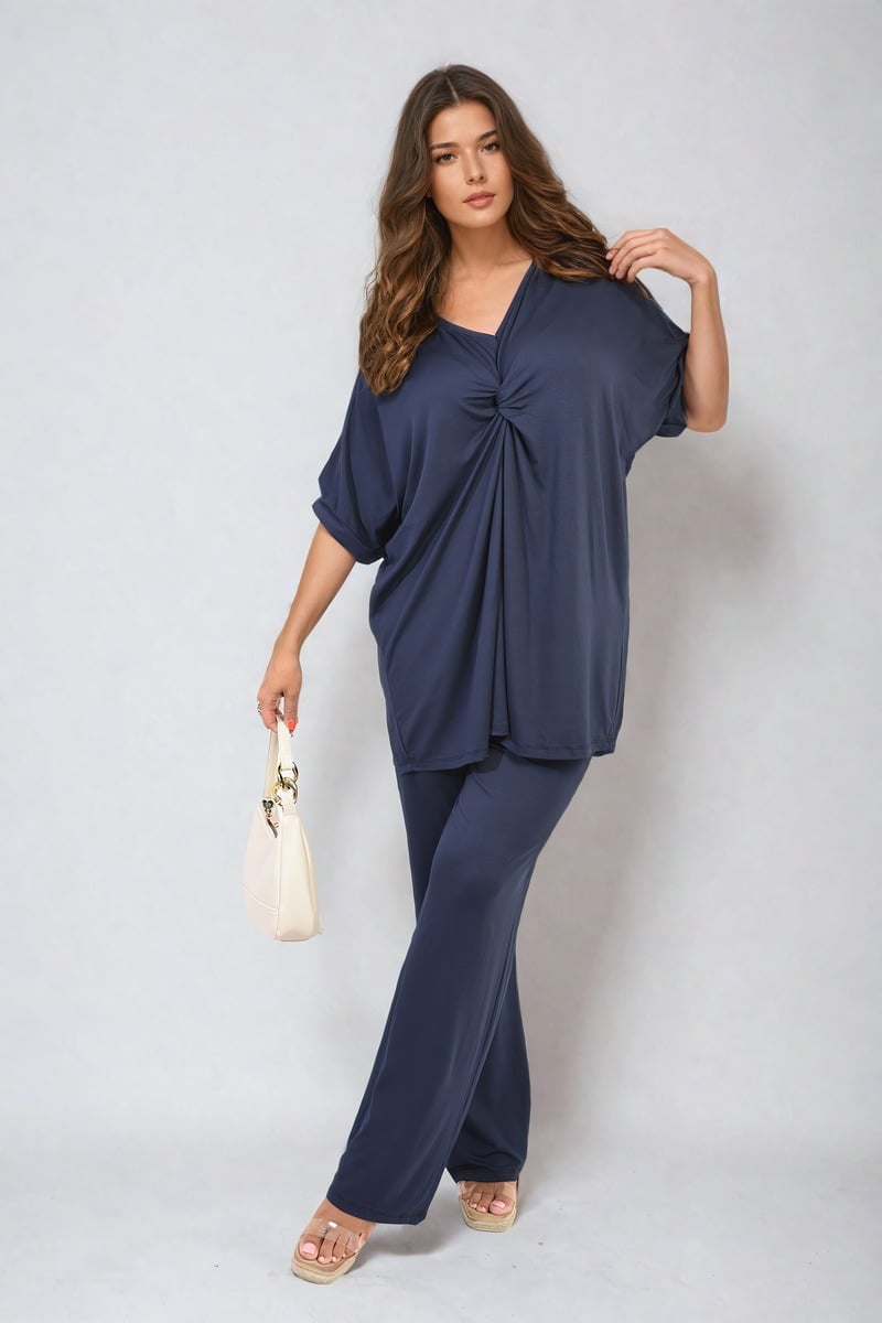 TIANA Twist Front Plunge Neckline Top and Trouser Co-ord Set