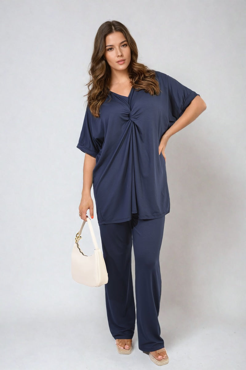 TIANA Twist Front Plunge Neckline Top and Trouser Co-ord Set