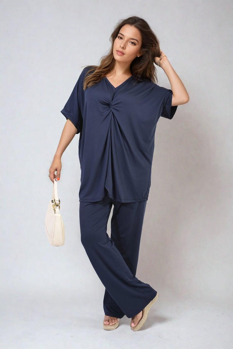 TIANA Twist Front Plunge Neckline Top and Trouser Co-ord Set