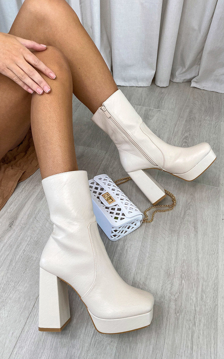 SELENA Block Heel Ankle Boots  with Zip Detail