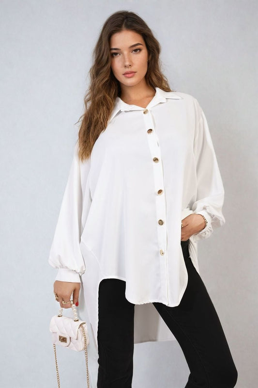 SIENNA Oversized Collared Button Down Top