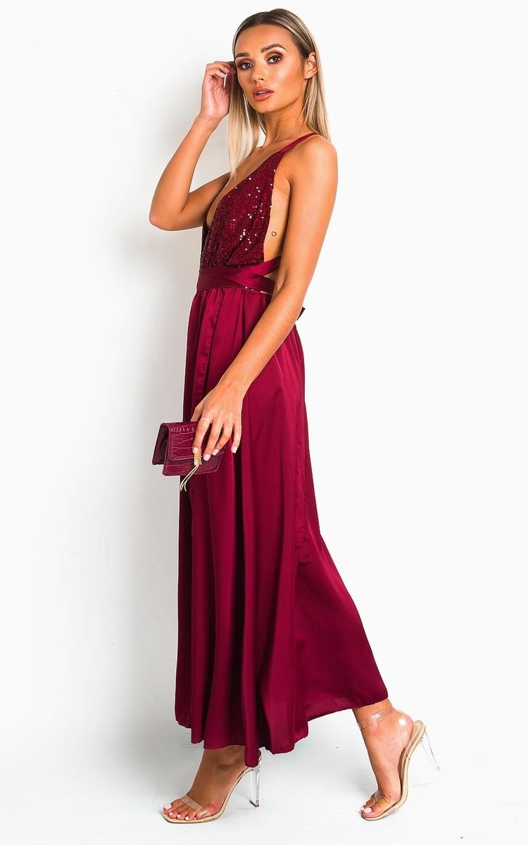 STEPHANIE Backless Sequin Midi Dress