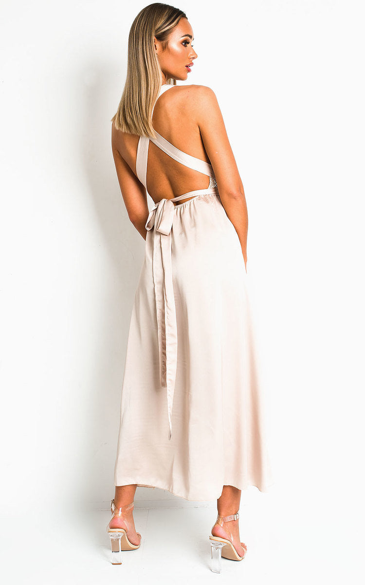 STEPHANIE Backless Sequin Midi Dress