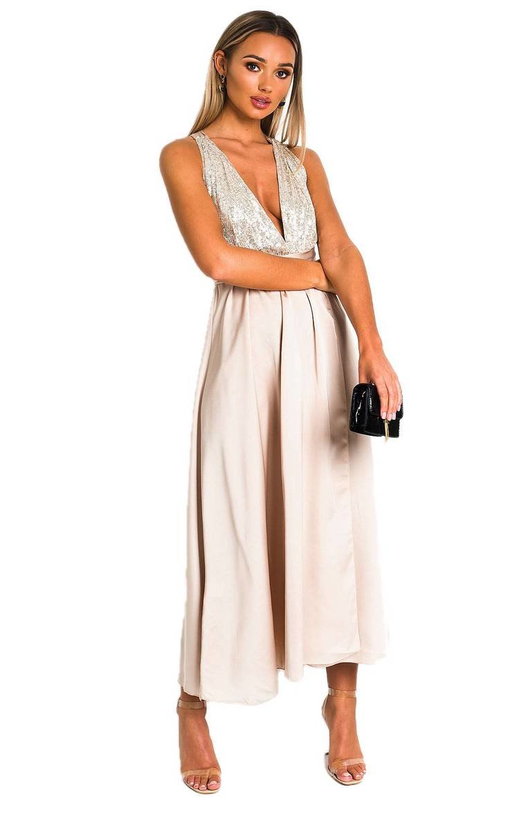 STEPHANIE Backless Sequin Midi Dress