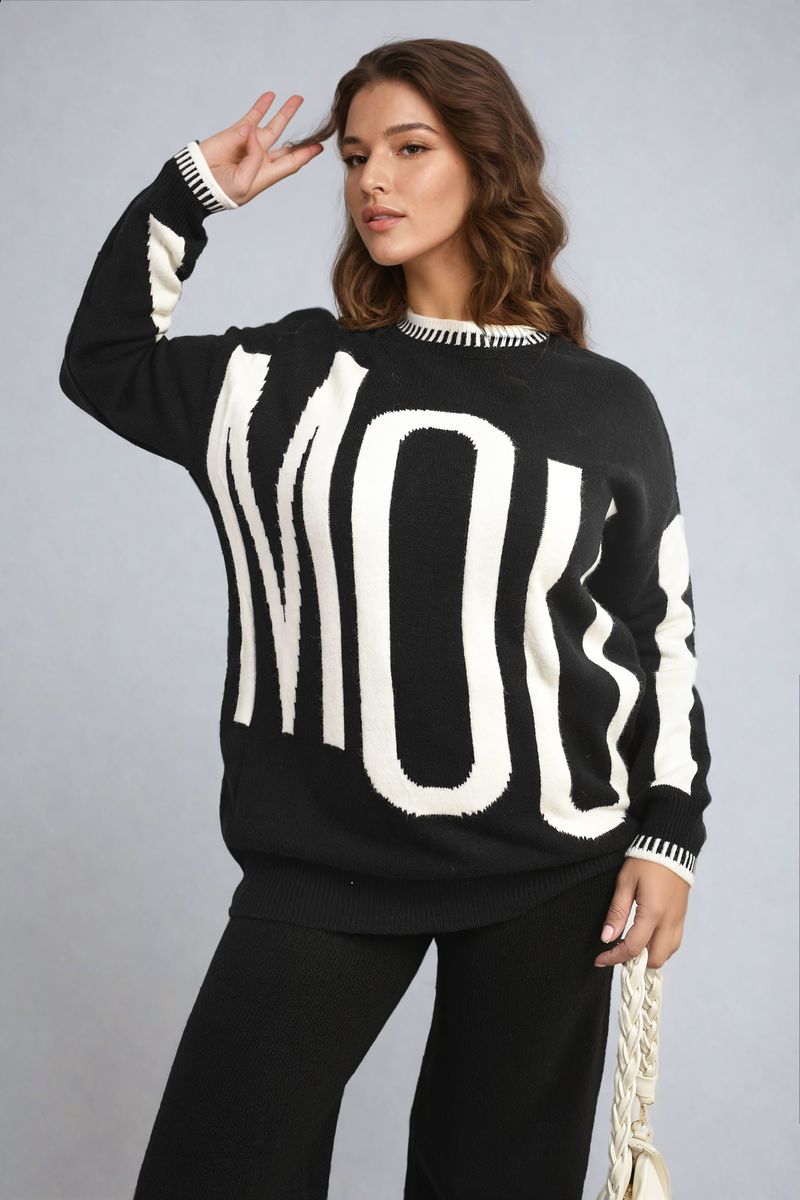 SUSAN Amour Graphic Long Sleeve Knitted Jumper