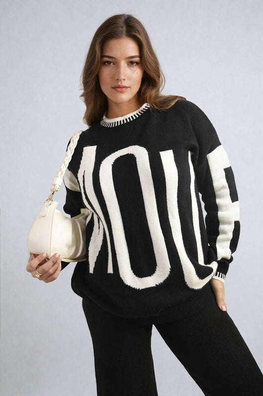 SUSAN Amour Graphic Long Sleeve Knitted Jumper