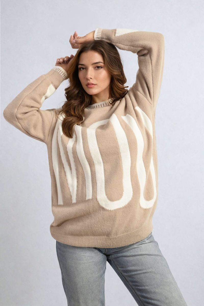 SUSAN Amour Graphic Long Sleeve Knitted Jumper