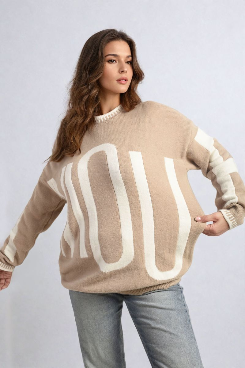 SUSAN Amour Graphic Long Sleeve Knitted Jumper