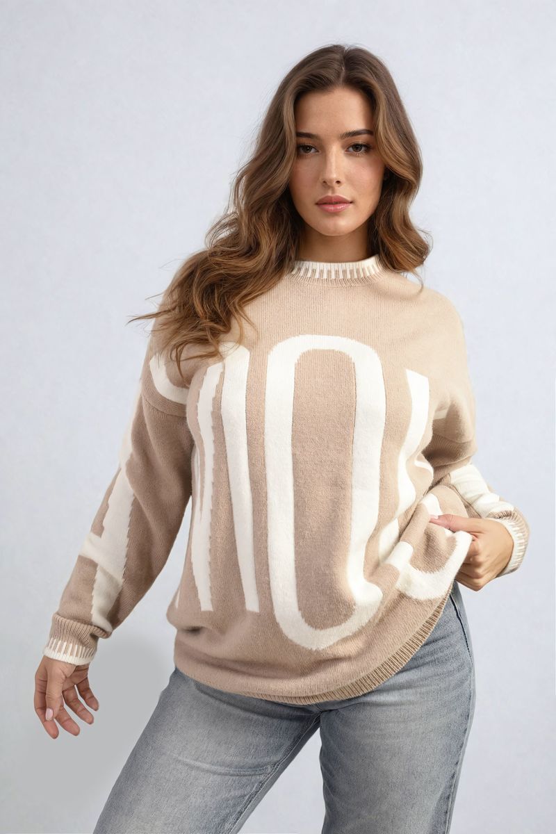 SUSAN Amour Graphic Long Sleeve Knitted Jumper