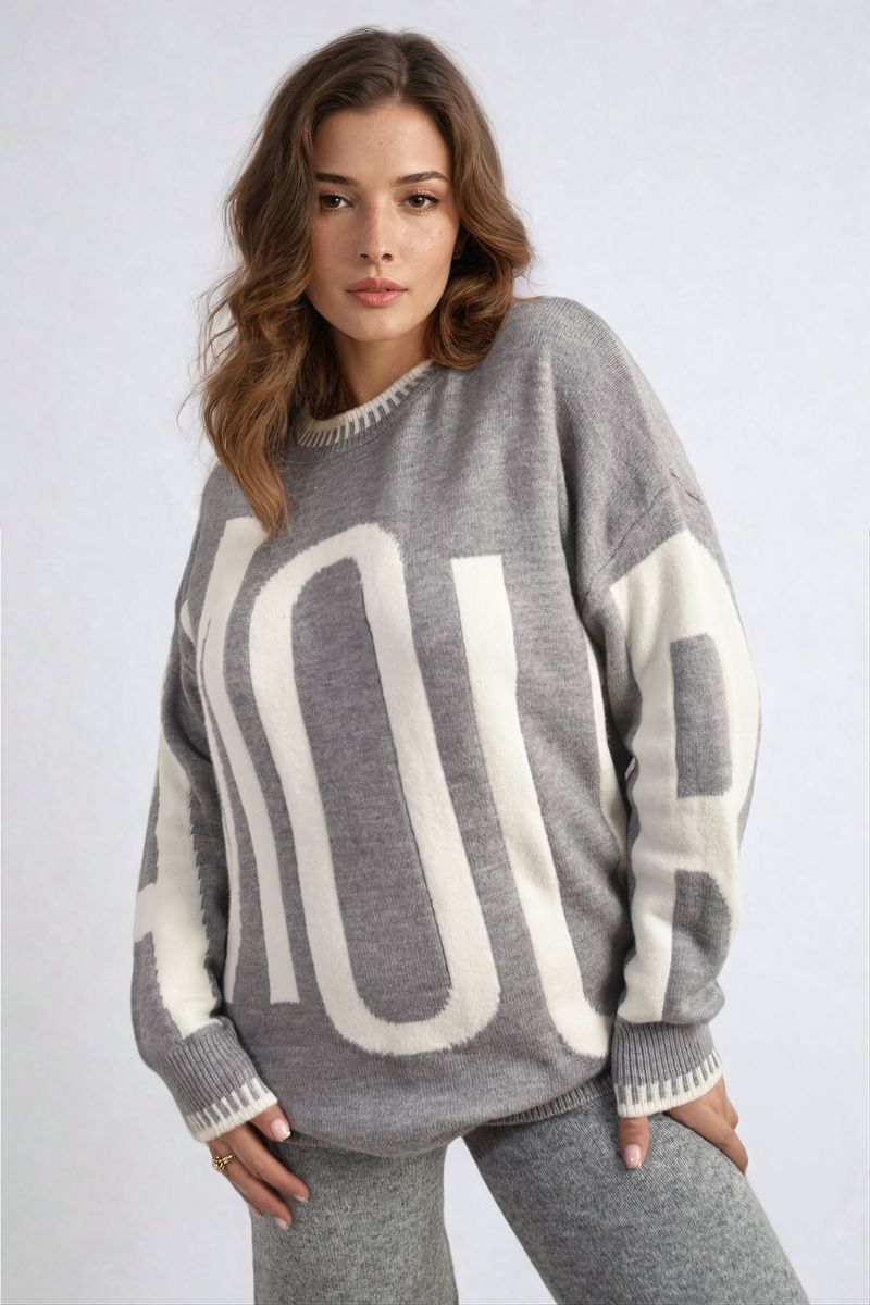 SUSAN Amour Graphic Long Sleeve Knitted Jumper