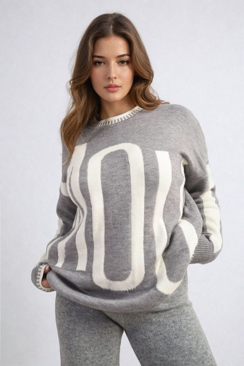 SUSAN Amour Graphic Long Sleeve Knitted Jumper