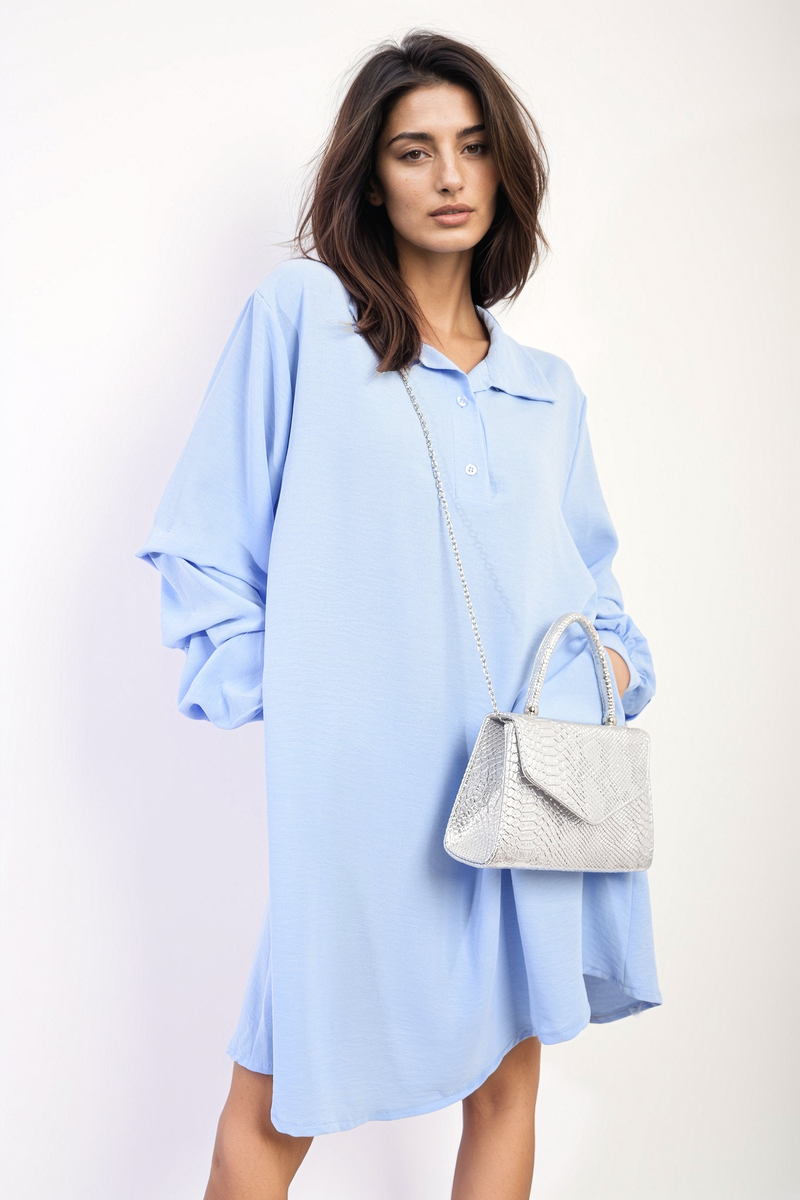 SUSANA Ruffle Sleeve Pocket Button Front Blouse Dress