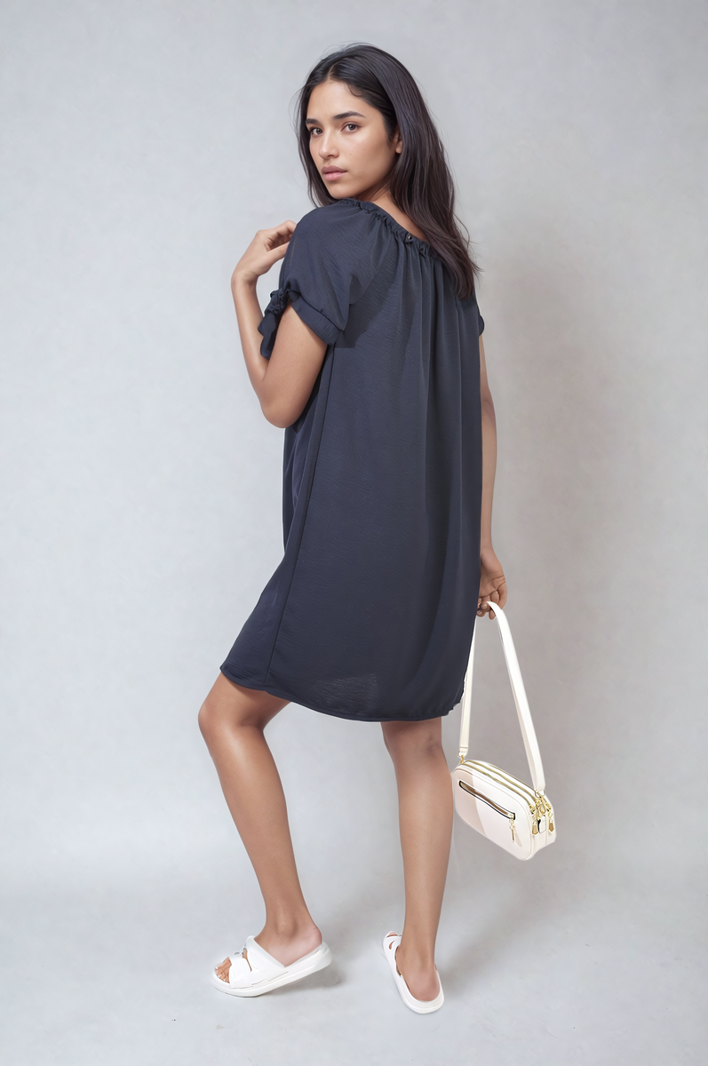 TESSA Knot Cuff Off Shoulder Mini Dress