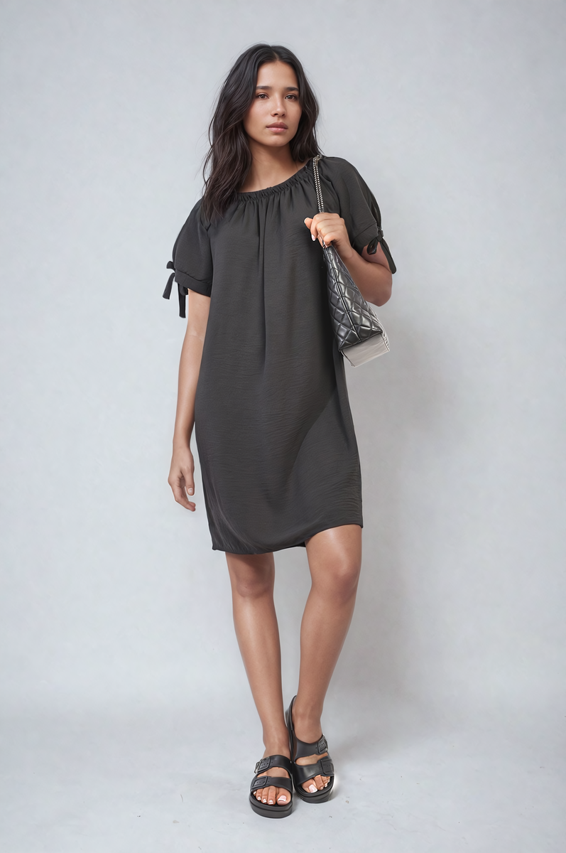 TESSA Knot Cuff Off Shoulder Mini Dress