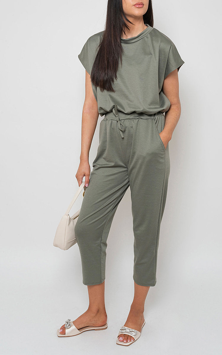 YASMINE Short Sleeve Boxy Lounge Wear Co-ord Set