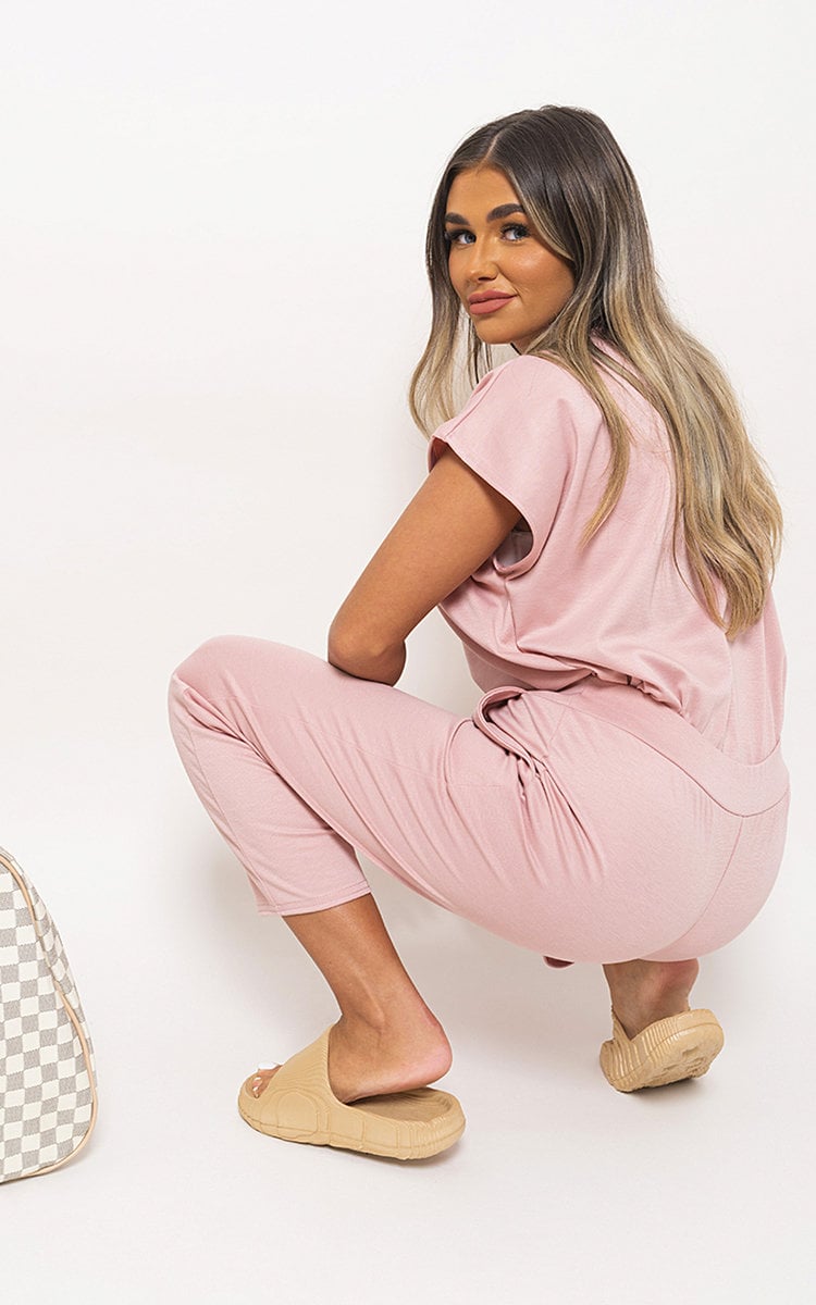 YASMINE Short Sleeve Boxy Lounge Wear Co-ord Set