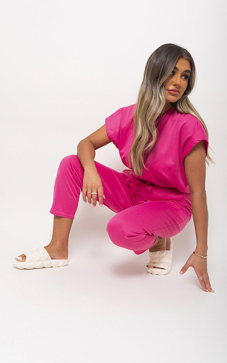 YASMINE Short Sleeve Boxy Lounge Wear Co-ord Set