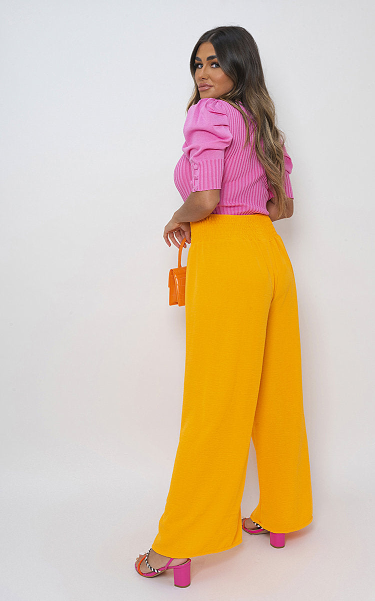 ZAYNAH Elastic High Waist Wide Leg Trousers