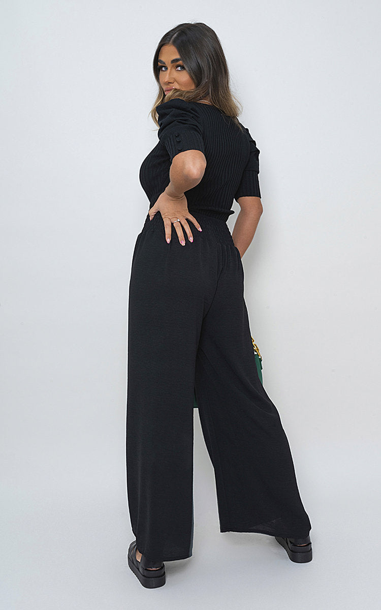 ZAYNAH Elastic High Waist Wide Leg Trousers