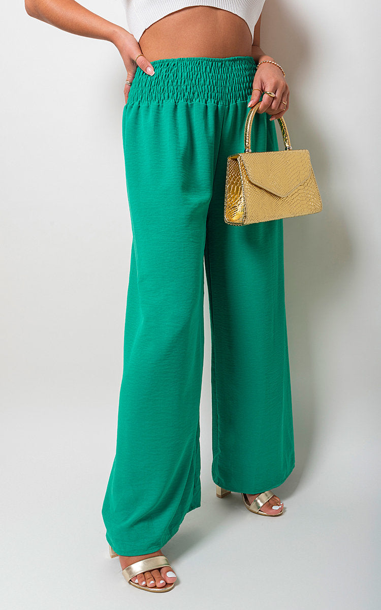 ZAYNAH Elastic High Waist Wide Leg Trousers