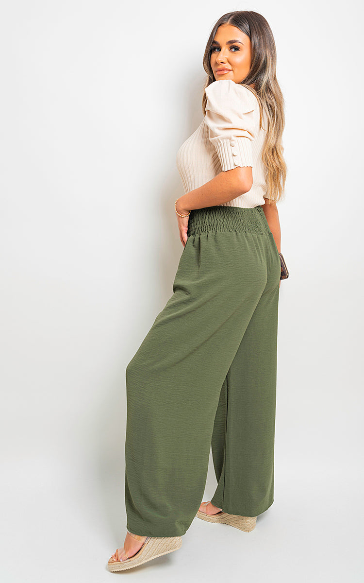 ZAYNAH Elastic High Waist Wide Leg Trousers