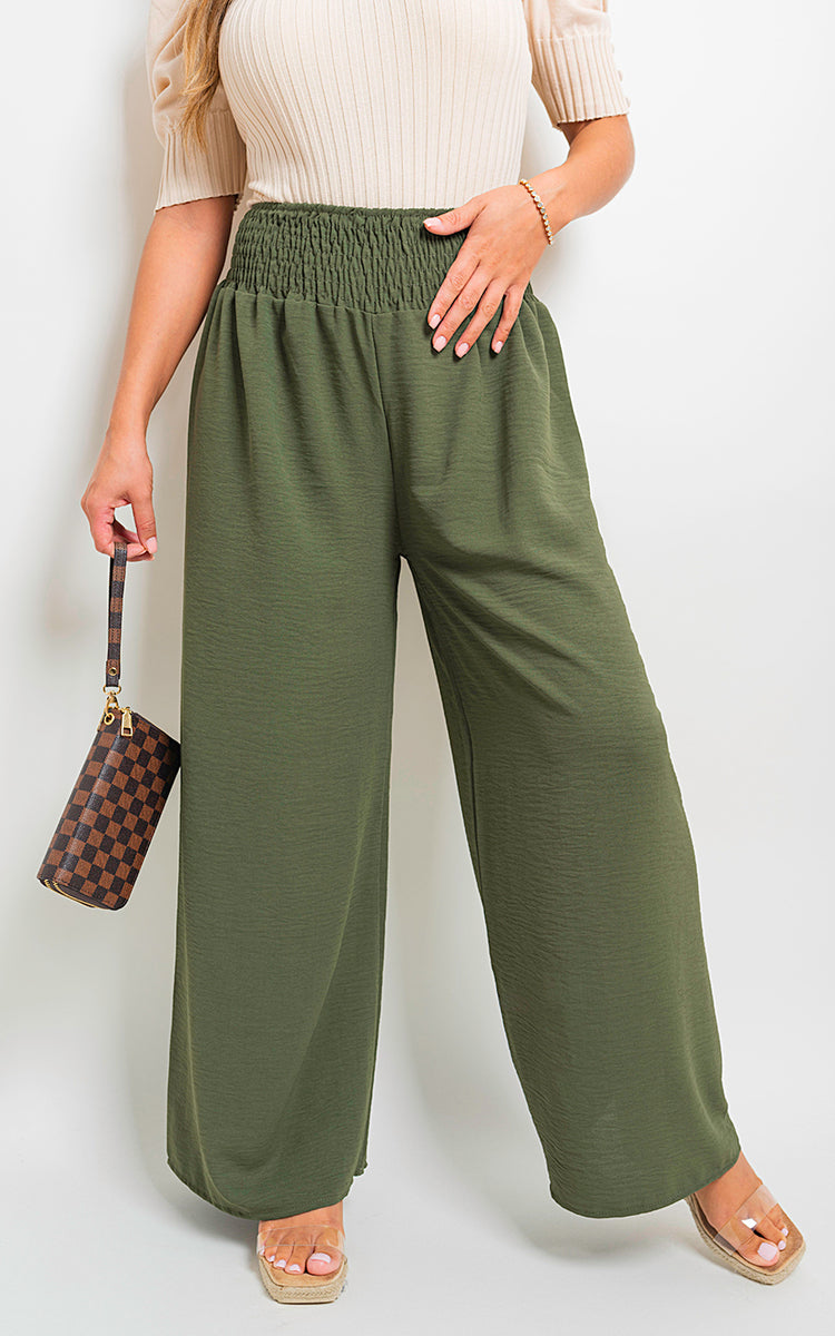 ZAYNAH Elastic High Waist Wide Leg Trousers