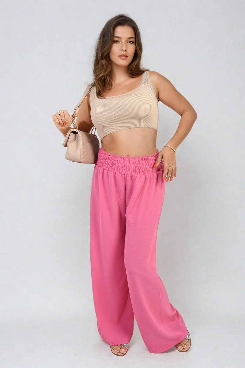 ZAYNAH Elastic High Waist Wide Leg Trousers