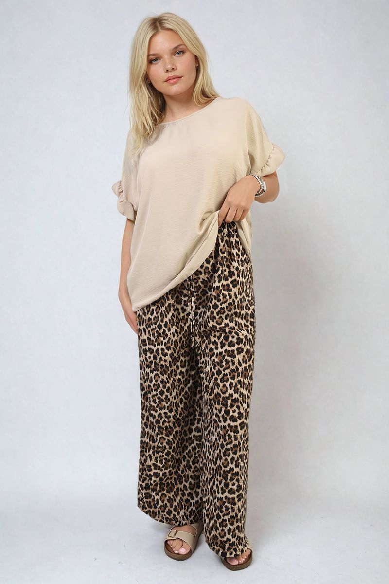 JOANNA Leopard Print Wide Leg Trouser - Glamoo - 