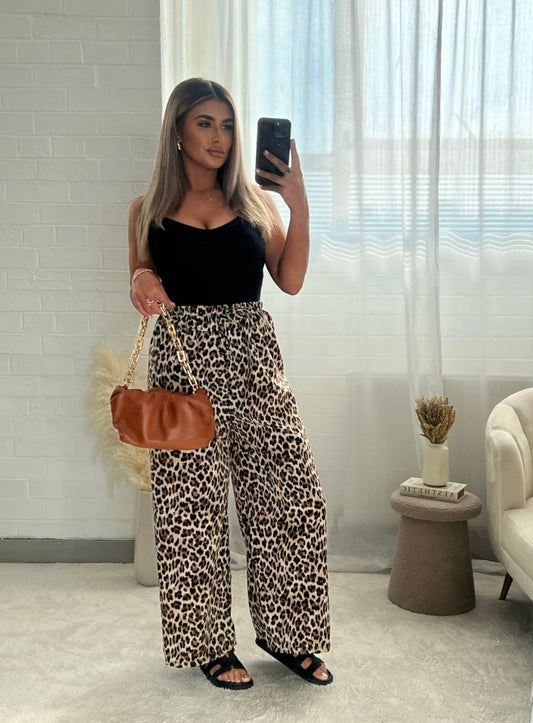 JOANNA Leopard Print Wide Leg Trouser - Glamoo - 