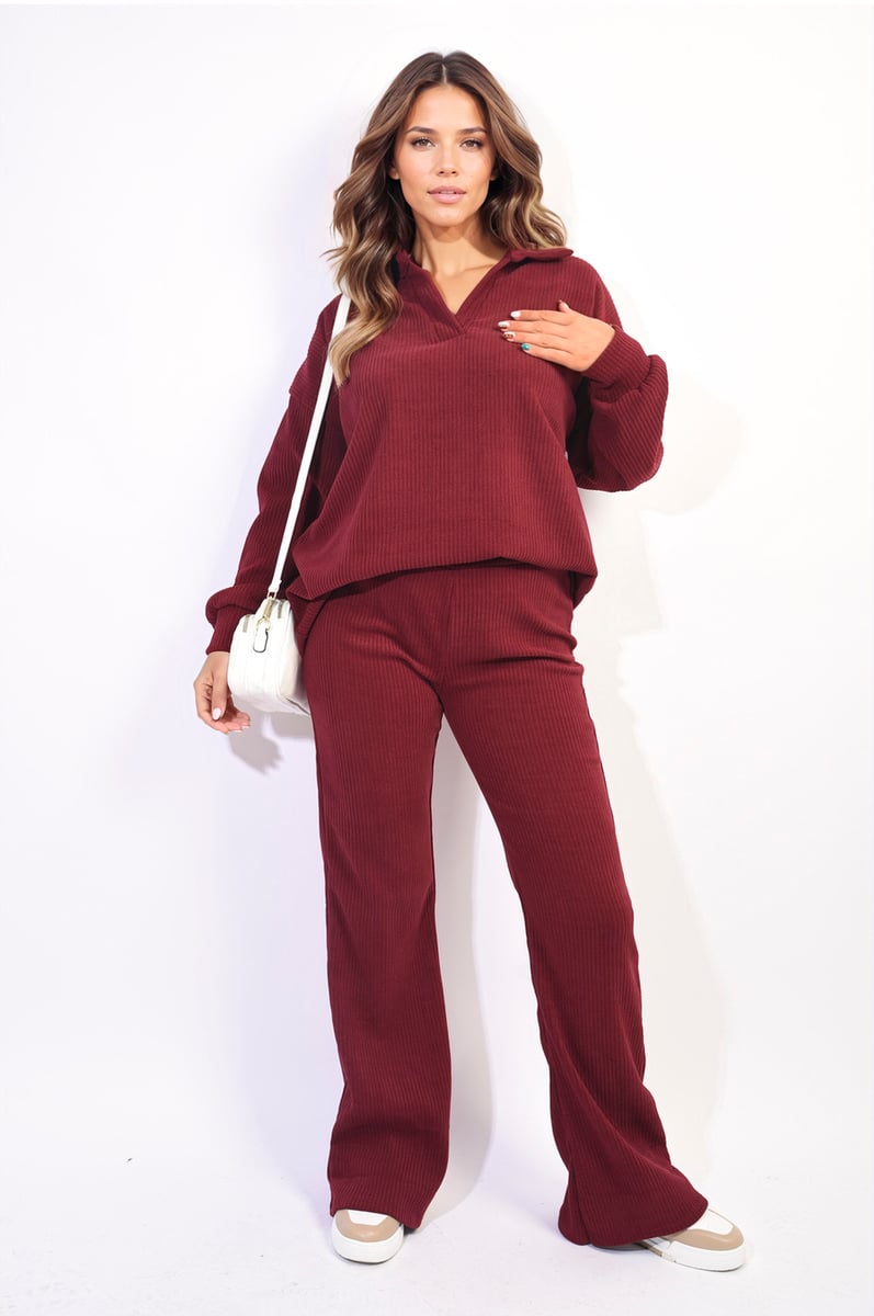 KELSEY Collared Long Sleeve & Trouser Co - ord Set - Glamoo - 