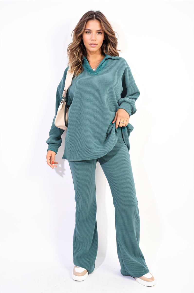 KELSEY Collared Long Sleeve & Trouser Co - ord Set - Glamoo - 