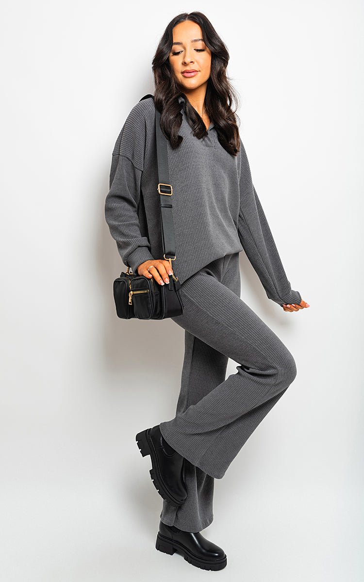 KELSEY Collared Long Sleeve & Trouser Co - ord Set - Glamoo - 