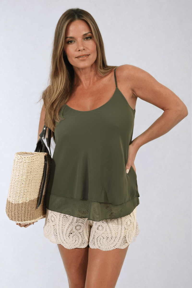 Layered Spaghetti Strap Top - Glamoo - 