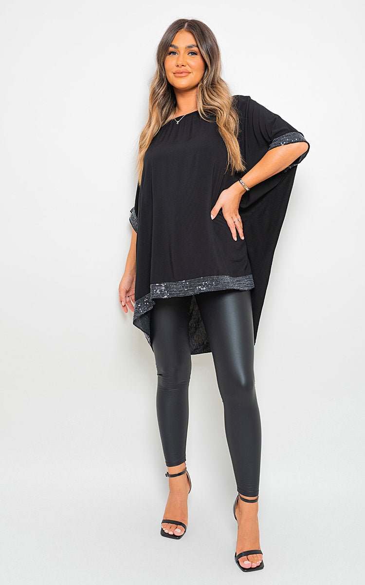 LYDIA OVERSIZED SEQUIN TRIM TOP - Glamoo - shirts & tops