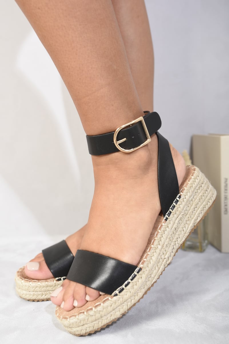 MADDIE Open Toe Strappy Wedge Sandals - Glamoo - 